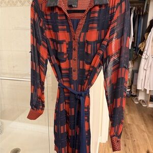 Greylin Red and Blue Geometric Dress